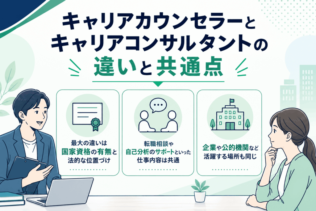 キャリアカウンセラーとキャリアコンサルタントの違いと共通点
