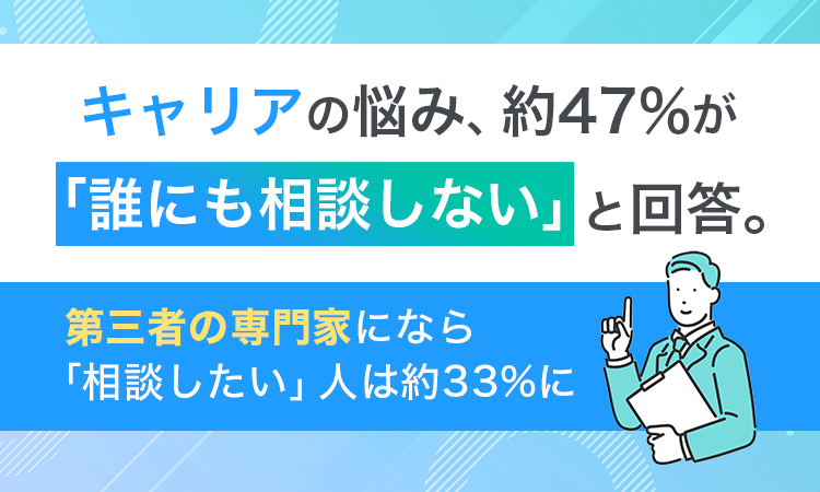 キャリアの悩み、約47％が「誰にも相談しない」と回答。第三者の専門家になら「相談したい」人は約33％に